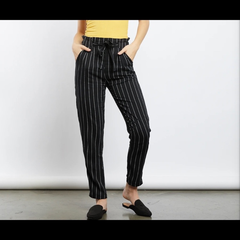 Paper bag waist pants.